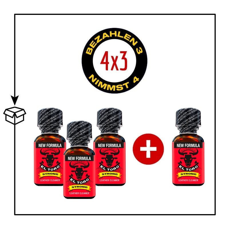 PACK 4 POPPERS EL TORO STRONG 24ML