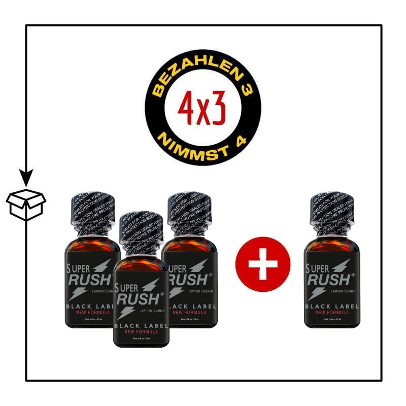 PACK 4 POPPERS SUPER RUSH BLACK LABEL 24ML